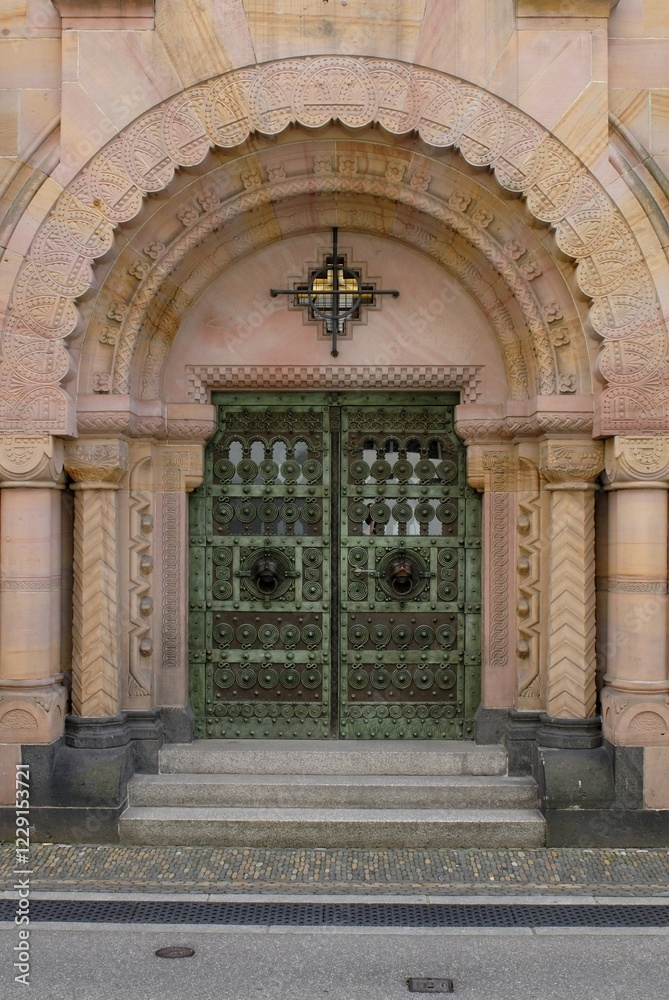 Obraz premium Portal from the Erzbischoefliches Ordinariat Freiburg, Breisgau - Baden Wuerttemberg, Germany, Europe., Europe