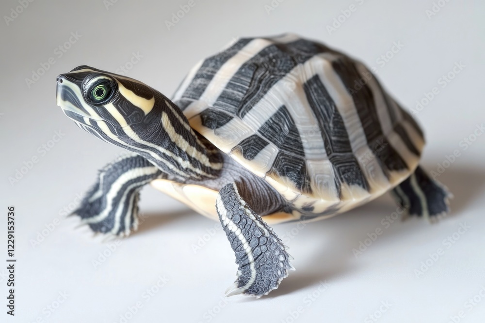 Fototapeta premium A close-up view of a turtle sitting on a white surface