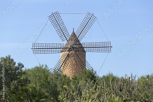 Windmill near Santanyi, Majorca, Spain, Europe