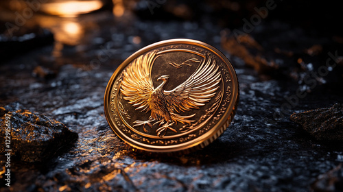 Ideal for Print and Web A Hyper-Realistic Ultra-Detailed Golden Coin Show 0 - A Stunning Background for Digital and Prin photo