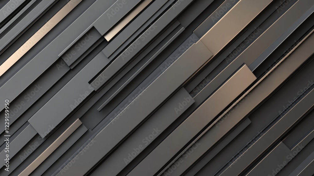 Obraz premium Abstract background with dark gray and bronze overlapping rectangular shapes creating a dynamic diagonal pattern.