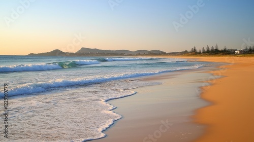 Wallpaper Mural Serene waves lapping sandy beach sunrise coastal landscape tranquil environment peaceful view Torontodigital.ca