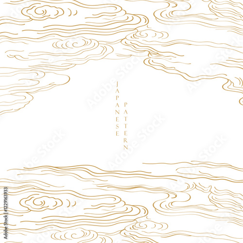 Japanese background with hand drawn Chinese cloud elements pattern vector. Abstract template with geometric pattern layout design in oriental style. 