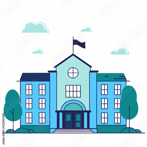 School building minimalist icon black silhouette 