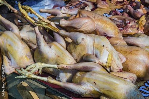 Market stand with poultry, Nampan, Inle Lake, Shan State, Myanmar, Asia photo