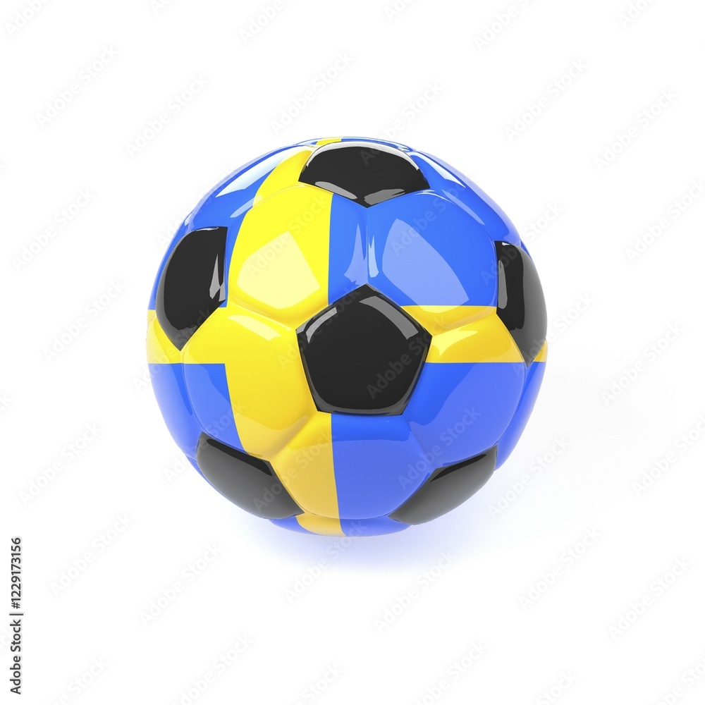 Obraz premium Swedish soccer ball on a white background, 3d rendering