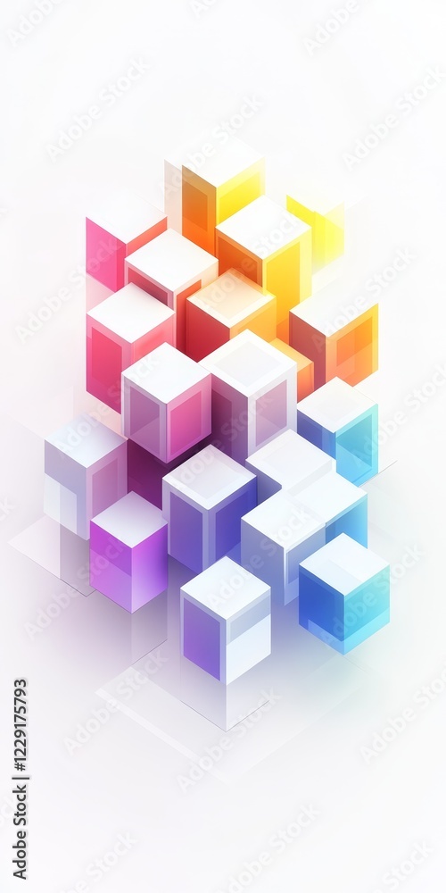 Obraz premium A colorful building made of blocks is shown in a white background