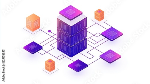 Wallpaper Mural Abstract Data Center Concept with Colorful Server Designs Torontodigital.ca