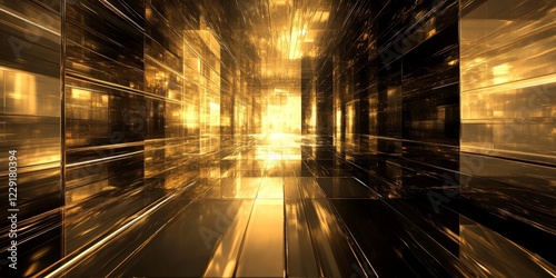Abstract gold grids, dynamic design, 3d render, Generative AI