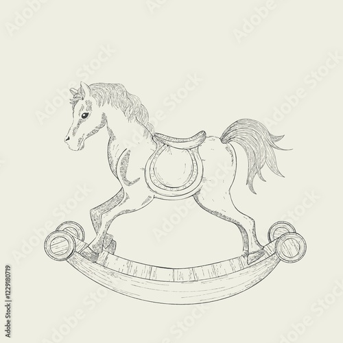 Hand drawn rocking horse, vector illustration