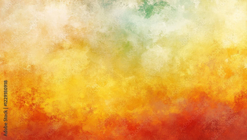 A painting of a yellow and orange background with a green and blue swirl A painting of a yellow and orange background with a green and blue swirl