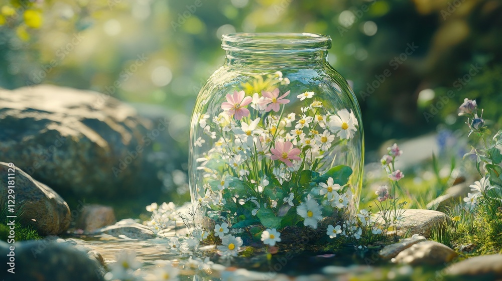 Enchanted Garden: Spring Flowers in a Glass Jar Enchanted Garden: Spring Flowers in a Glass Jar