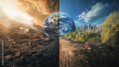 A Divided Earth Showing Destruction and Renewal
