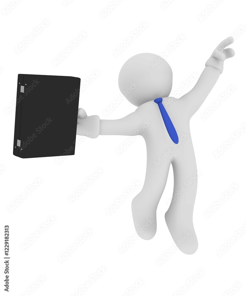 Businessman jumping high, success concept image on white 3d rendering Businessman jumping high, success concept image on white 3d rendering