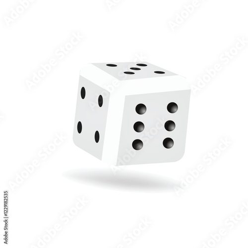 realistic gambling dice in different positions. Isolated illustrations with reflections and shadows. Elements for vector combinations. All game faces