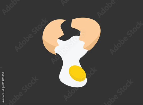 Illustration of an Baking Flat Egg Crack