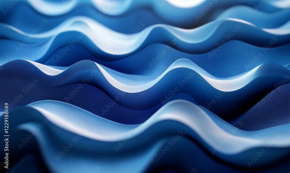 Obraz premium Abstract blue waves, geometric design, 3d render, Generative AI