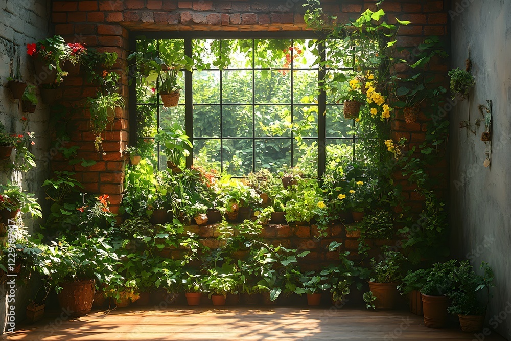 Lush Indoor Garden Vines on Brick Wall for Interior Design Inspiration Lush Indoor Garden Vines on Brick Wall for Interior Design Inspiration
