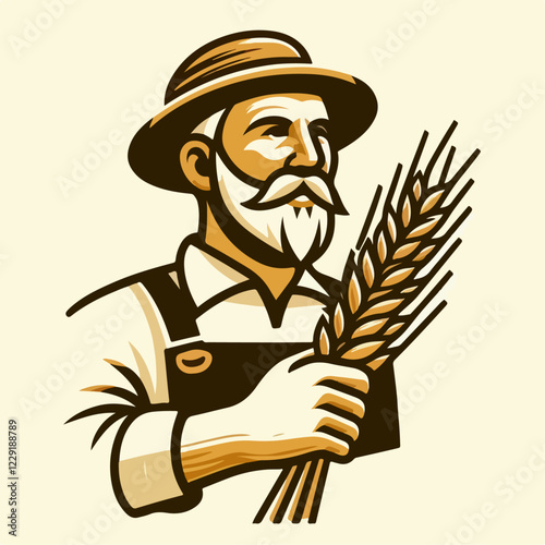 farmer in a field with wheat