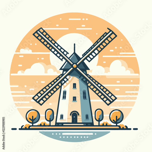 windmill vector illustration