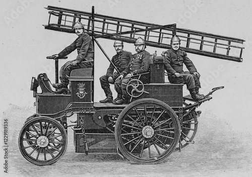 Obraz na płótnie Electric material of the Paris Firemen, Van, French weekly newspaper l'Illustration, 25th July 1900 w salonie