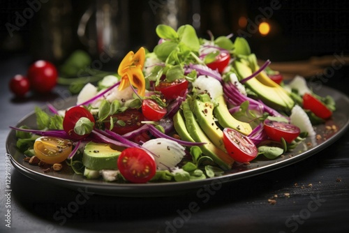 Appetising salad plate, AI generated