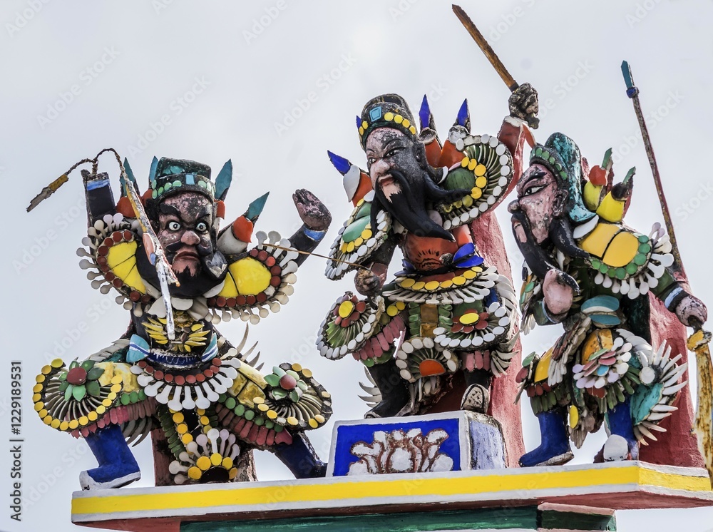 Fototapeta premium Colorful figures, Cheng Hoon Teng Temple, Melaka Malacca or, Malaysia, Asia