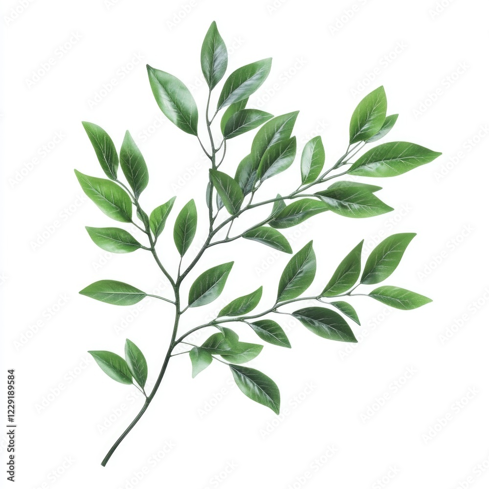 A single plant with green leaves on a white background, ideal for use in presentations, marketing materials and websites A single plant with green leaves on a white background, ideal for use in presentations, marketing materials and websites