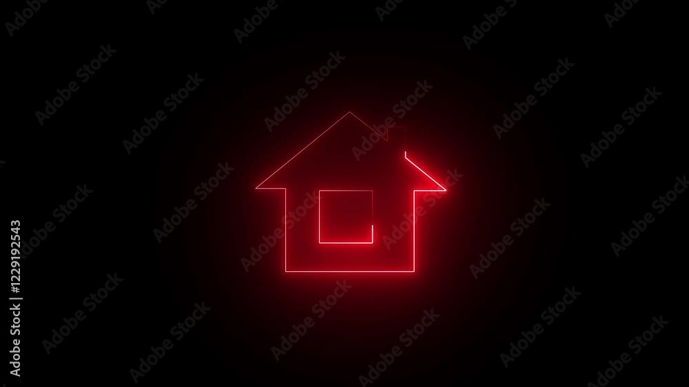 Neon house icon. Glowing neon line home animation. home bottun icon animation on background. Neon house icon. Glowing neon line home animation. home bottun icon animation on background.