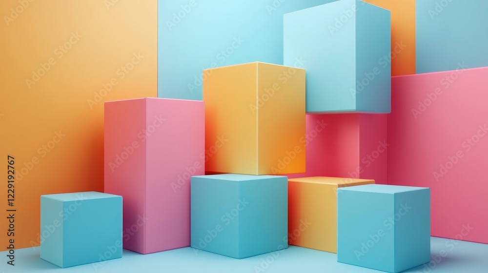 Abstract gold cubes, layered design, 3d render, Generative AI Abstract gold cubes, layered design, 3d render, Generative AI
