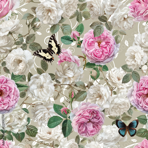 Lovely and Beautiful Spring Flowers Pattern for Fabric, Wallpaper, and More