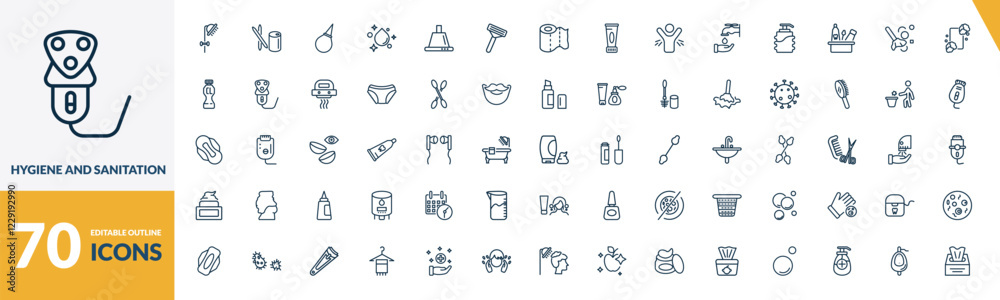 Φωτογραφία outline hygiene and sanitation icons set