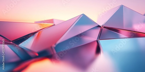 Abstract minimalist prisms, layered design, 3d render, Generative AI