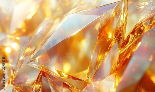 Abstract gold prisms, iridescent design, 3d render, Generative AI