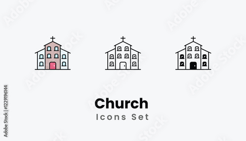 Church  Icons thin line and glyph vector icon stock illustration