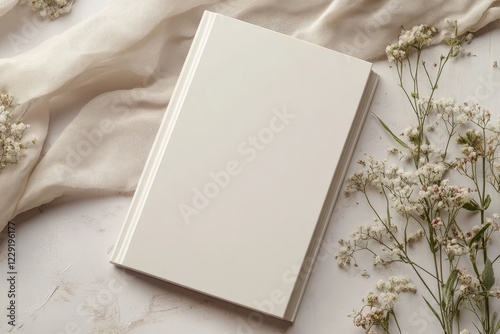 Detailed Color Picture of Book Cover Mockup with Flowers on Right