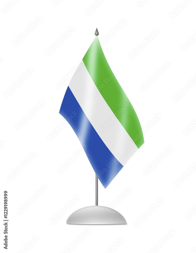 The Sierra Leone flag. Table Flag. Isolated on white The Sierra Leone flag. Table Flag. Isolated on white