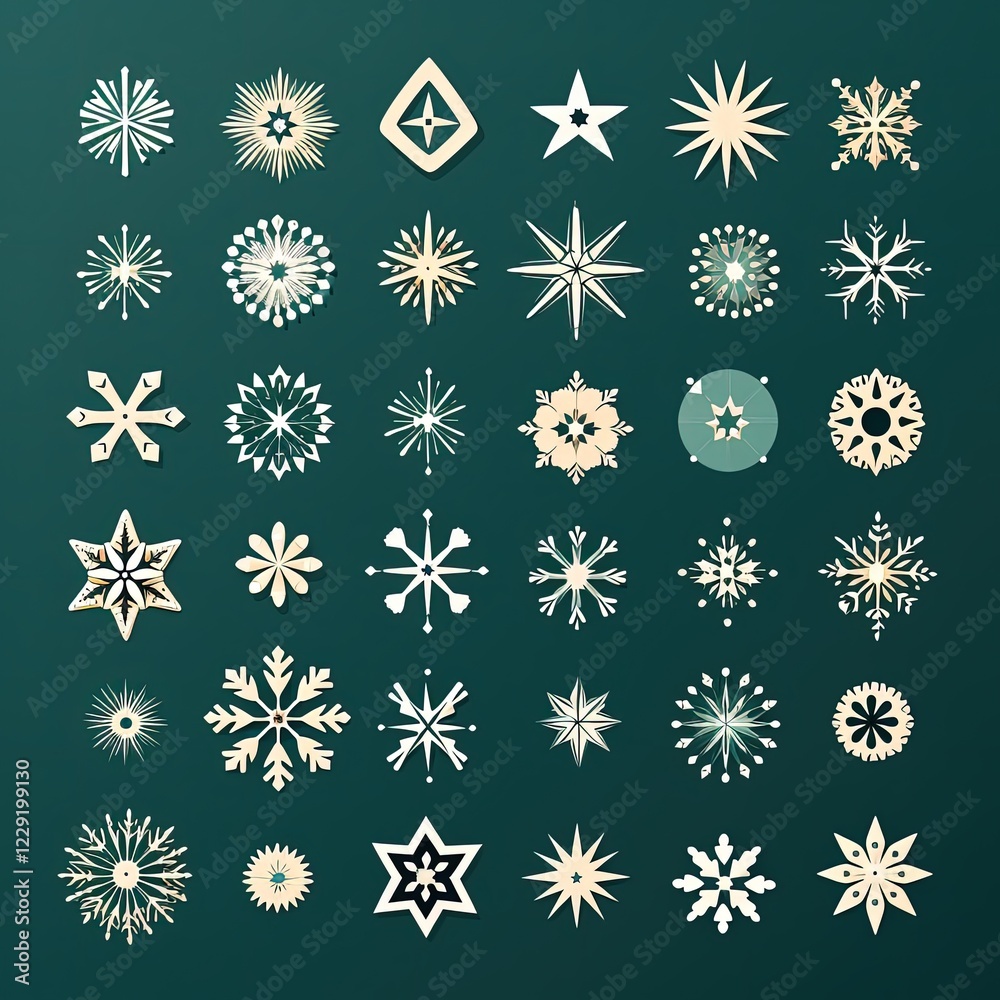 Elegant Snowflake Pattern on a Cool Turquoise Background for Winter