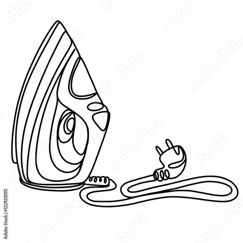 Electric iron continuous one line art drawing
