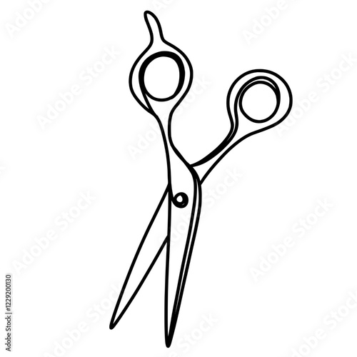 Scissors for hair continuous line art drawing 