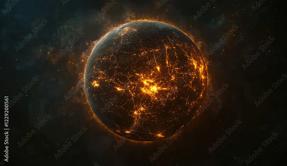 Obraz premium Abstract Digital Globe on a Textured Blue Background