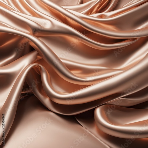 Obraz na płótnie Luxurious copper silk fabric with smooth, shiny folds and soft texture, AI generated w salonie