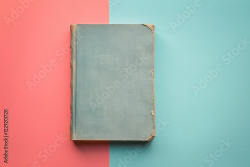 High Resolution of Blank Book on Pastel Background