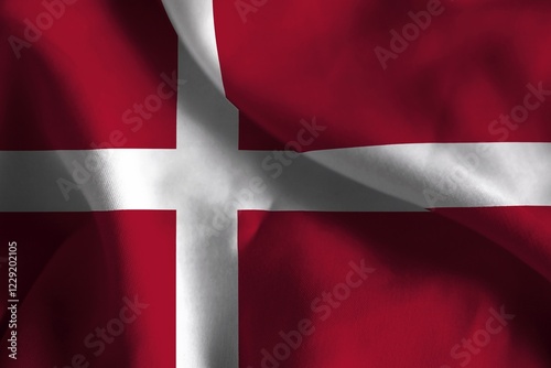 A ruffled fabric flag of Denmark