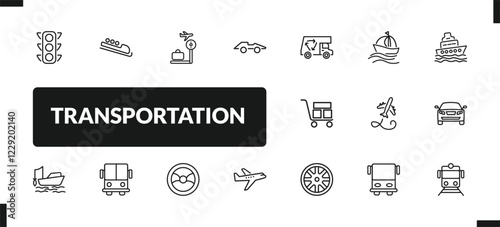 outline transportation icons set. editable linear bobsleigh, airport checking, formula 1, and other 14 icons in this category isolated on transparent background.