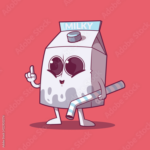 A Milk package character vector illustration. Drink, mascot design concept.