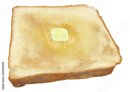 バターが乗ってる食パン（トースト）のイラスト素材