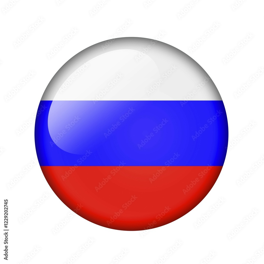 The Russian flag. Round glossy icon. Isolated on white background The Russian flag. Round glossy icon. Isolated on white background