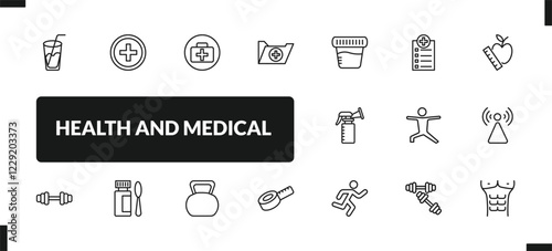 outline health and medical icons set. editable linear injury, medical, records, and other 14 icons in this category isolated on transparent background.
