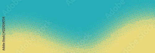 Modern blue and yellow pop art background with halftone dots in comic style, vector illustration eps10